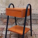 Bedside table, vintage 1950s oak side table