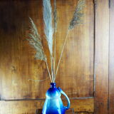 Conical jug with blue glaze and elaborate handle - folk art - early twentieth century