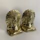 Indian chief bookends in solid gilded brass, 1970