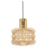 Large amber bubble glass pendant by Helena Tynell for Limburg, Germany, 1970s.