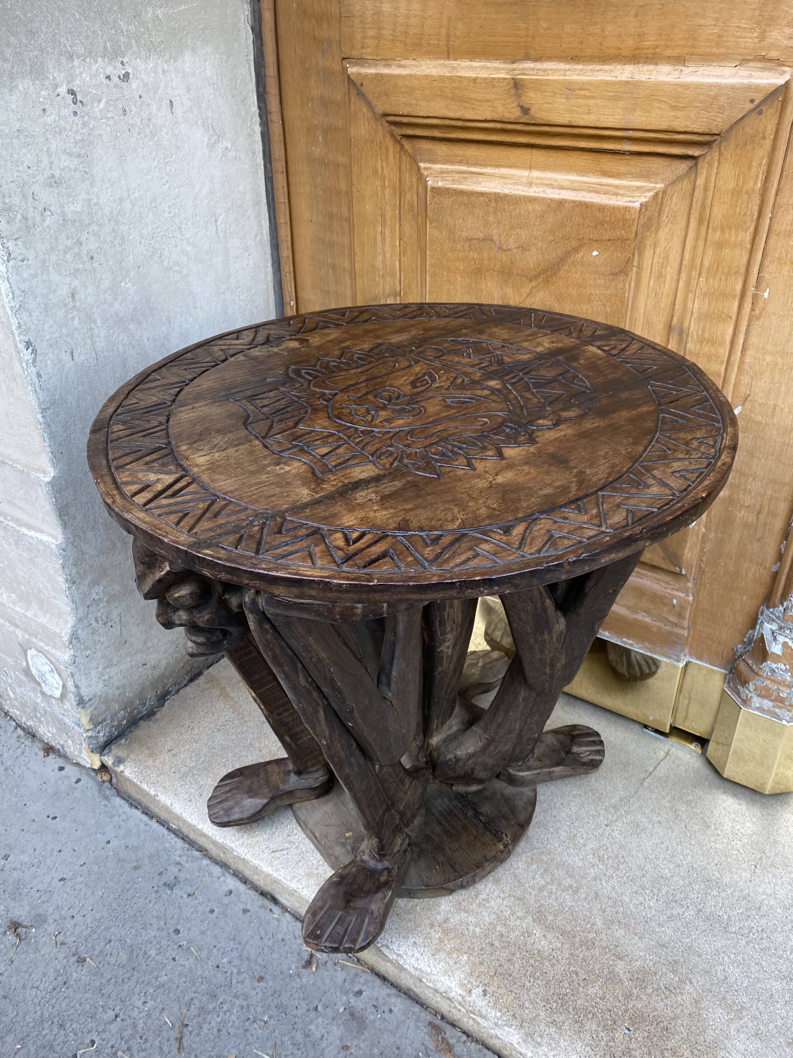 Wooden pedestal table