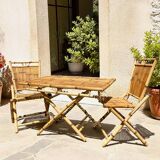 Ensemble de jardin en bambou (table +deux chaises)