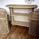 Vintage rattan and wicker bar with 2 stools – 1960s/70s
