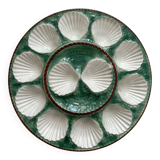 Round oyster or shell dish, vintage earthenware slip