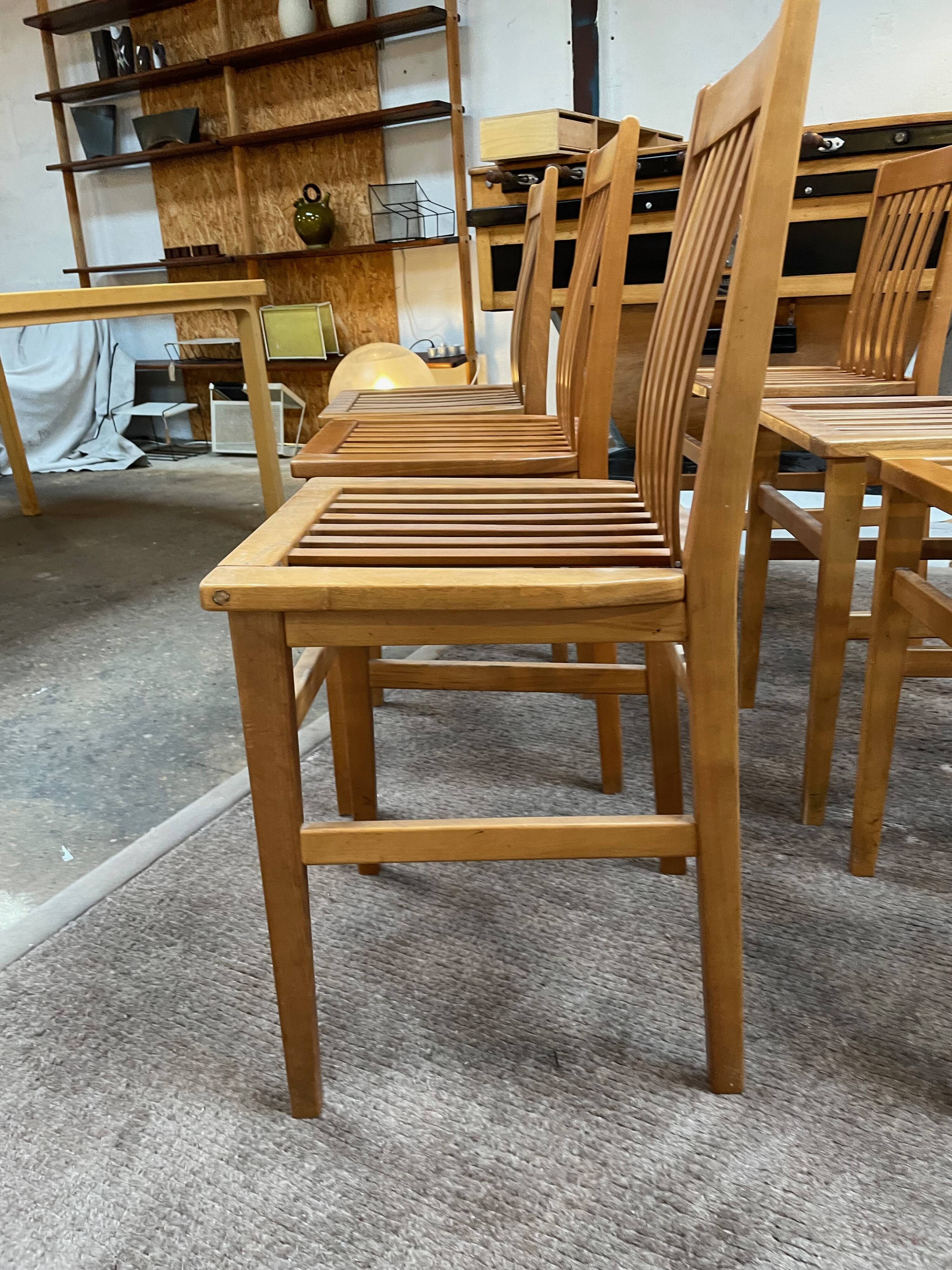 Set of 6 “Milano” model chairs by Aldo Rossi, Molteni edition.