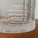 Large vintage glass vase or bowl with South American/Inca ornaments.