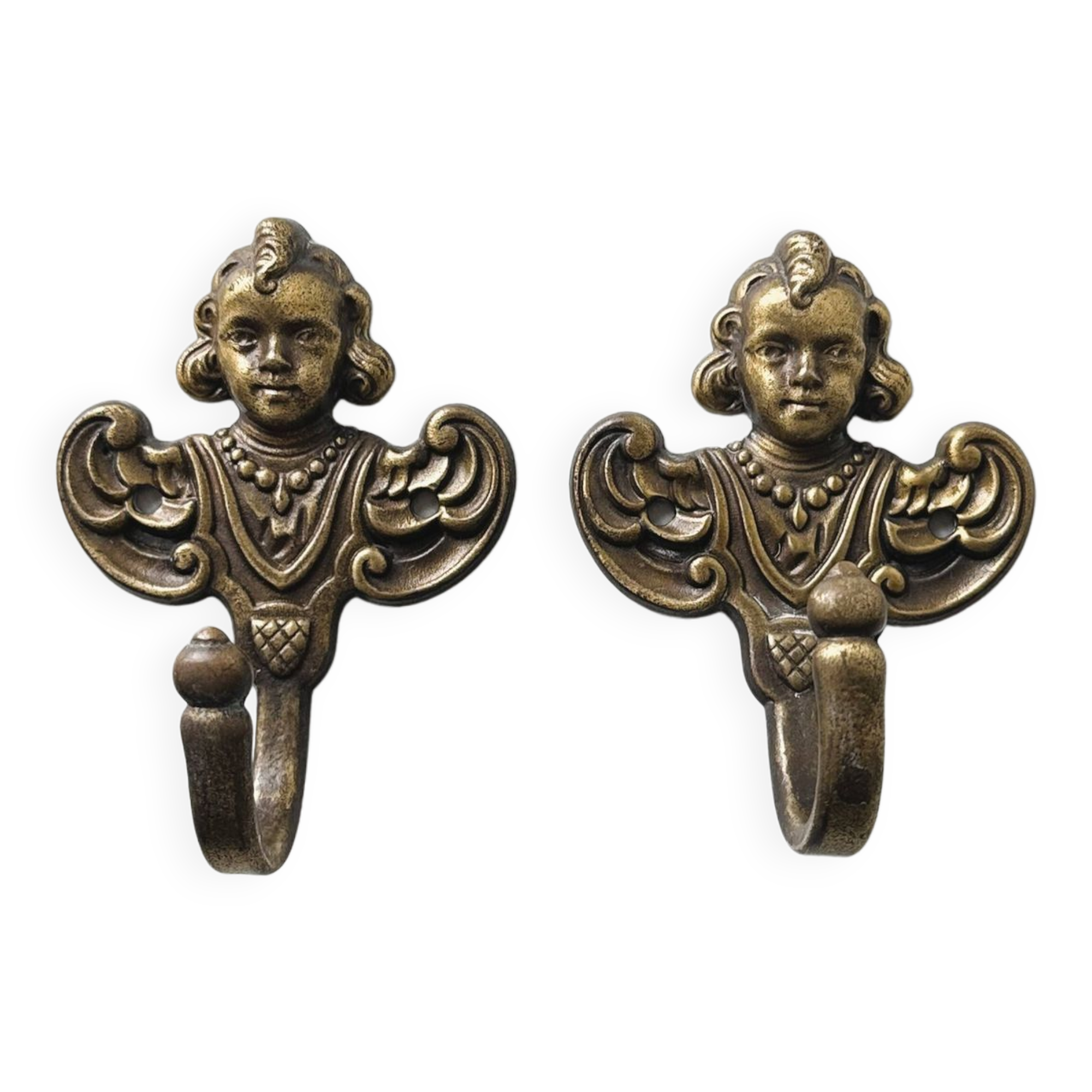 Set of metal coat hooks / angel towel hooks