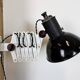 Industrial Black Enamel Scissor Wall Lamp, 1950s