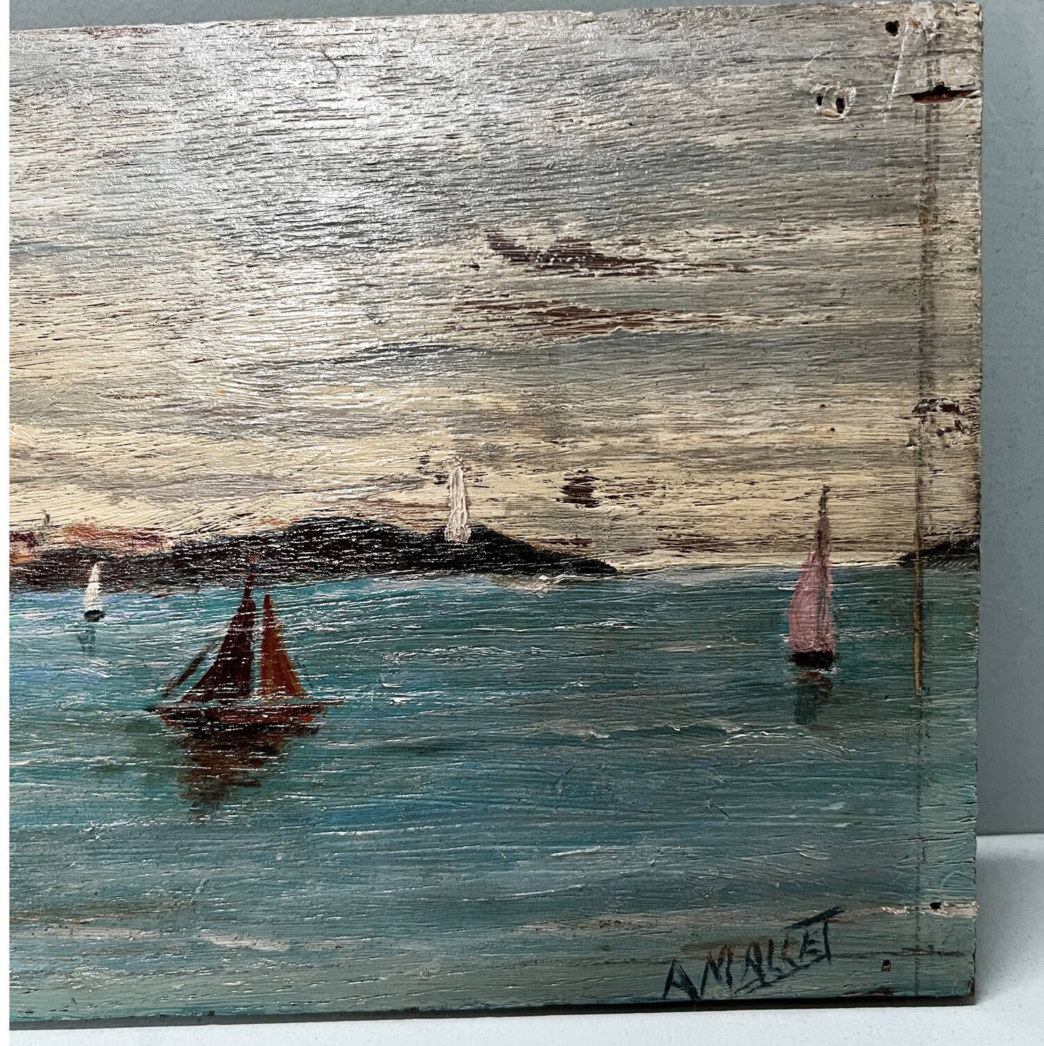 Tableau XIXème "La baie" signé A.Mallet