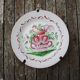 Antique Hand Painted Earthenware Flat Plate - Rooster on Basket of Flowers