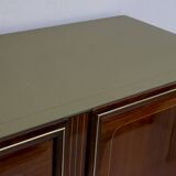 Attributed Gio Ponti Mid-Century Italian Mahogany and Brass Bar Cabinet, 50