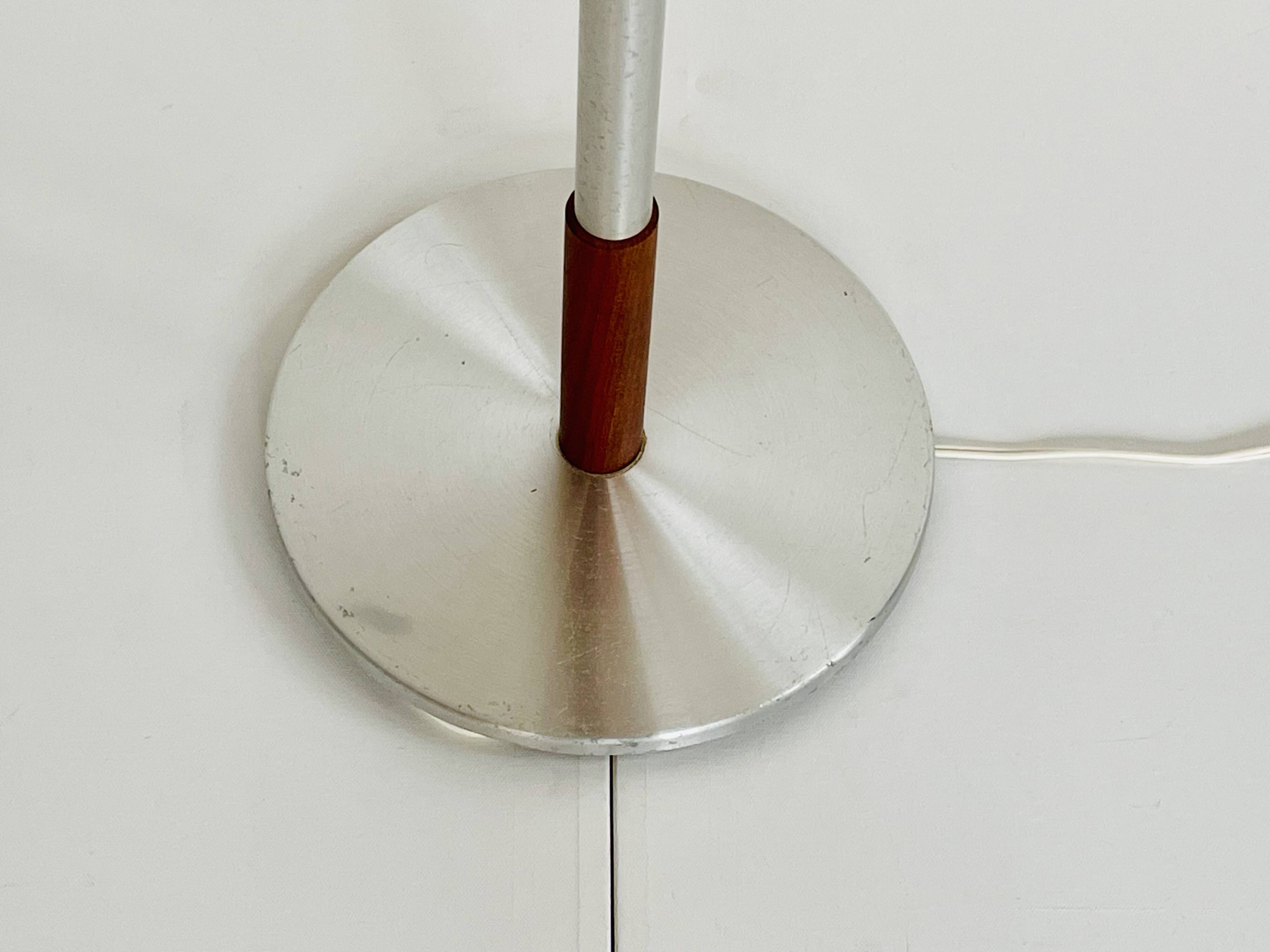 Mid-century floor lamp in teak and aluminum design w/ shade - Denmark 1960s