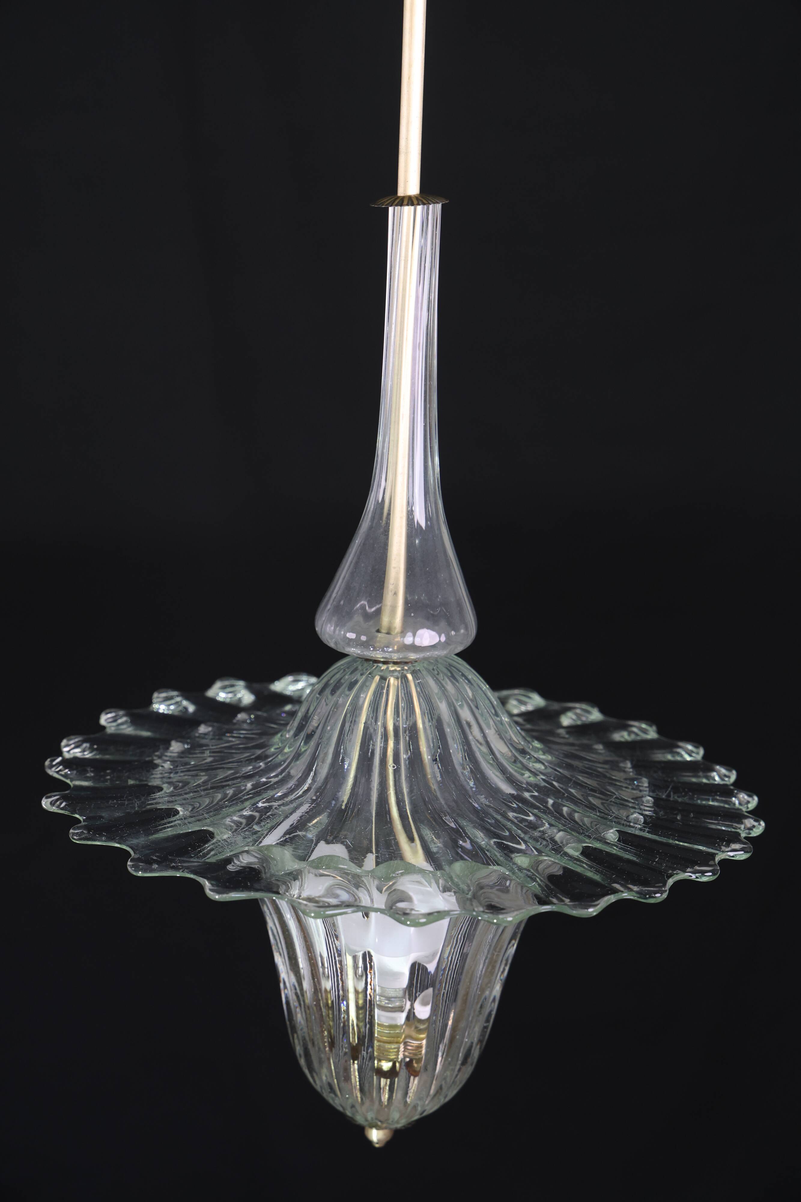 Elegant Art Decò Murano Glass Lantern by Barovier e Toso Pendant Light, 195