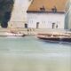 Oil painting on canvas of the old port of Honfleur signed Alain Huin.