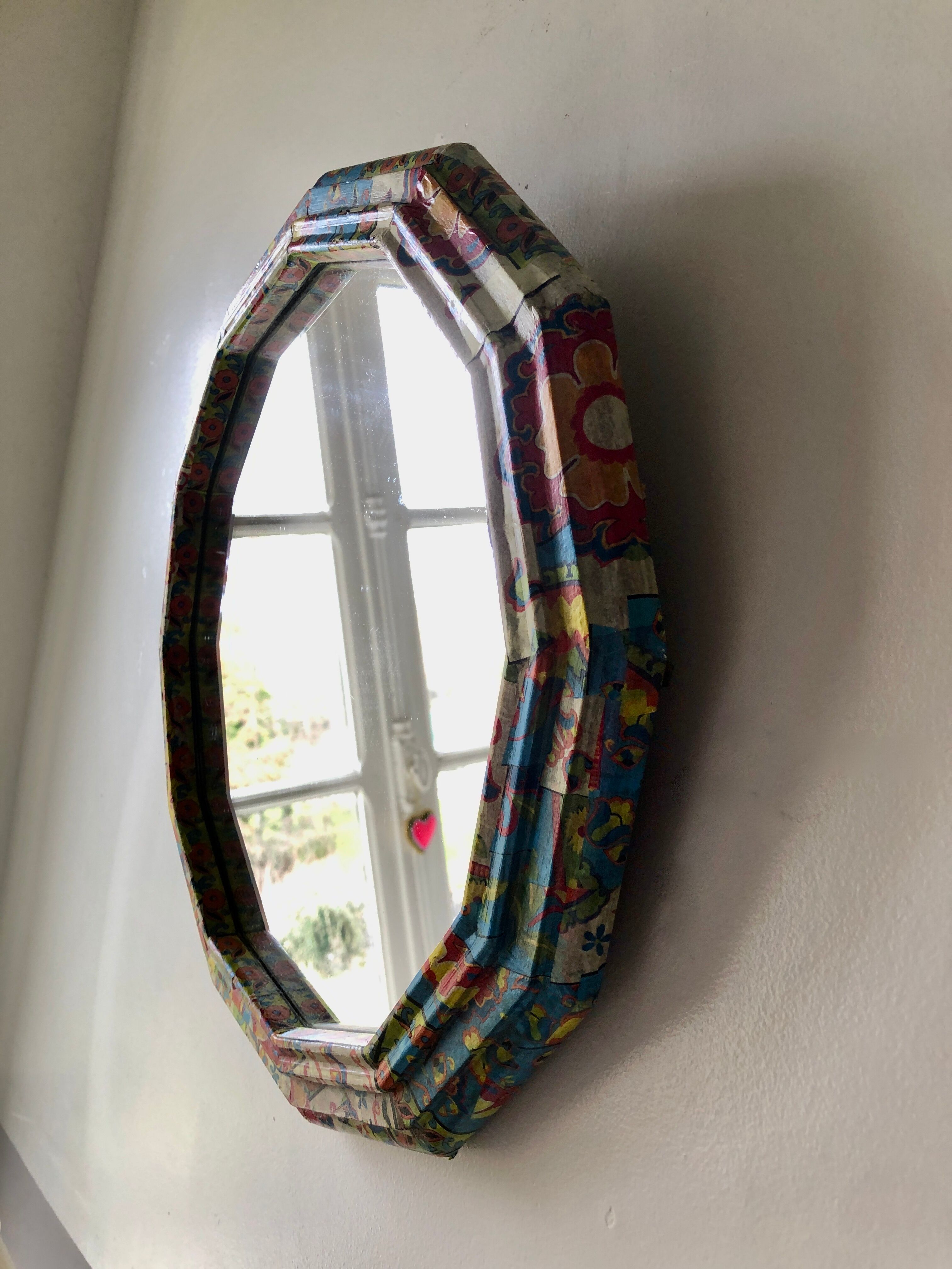 Vintage floral paper mirror