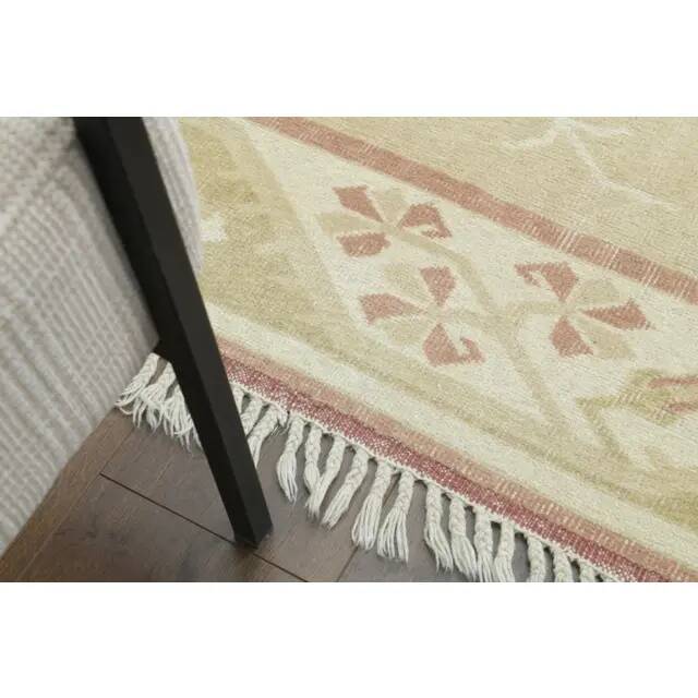 1970s Vintage Turkish Oushak Handmade Wool Cotton Beige Area Rug 153x260