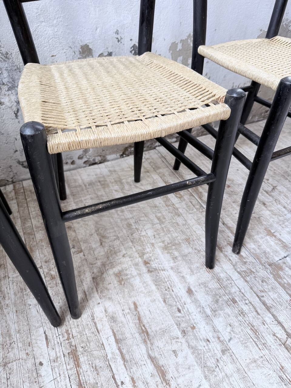 Set of 6 Italian woven rope chairs