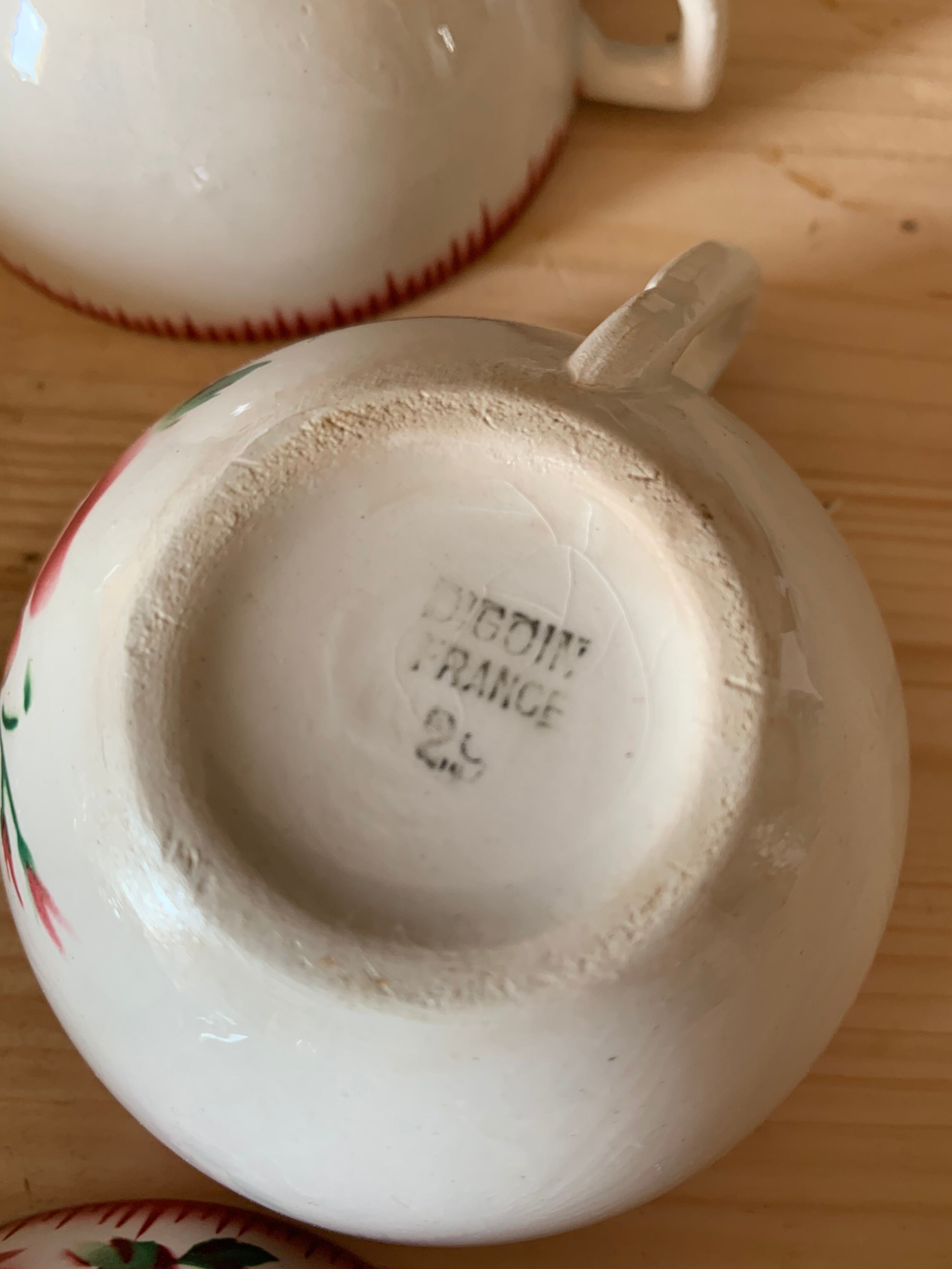 7 ceramic cups Digoin Sarreguemines