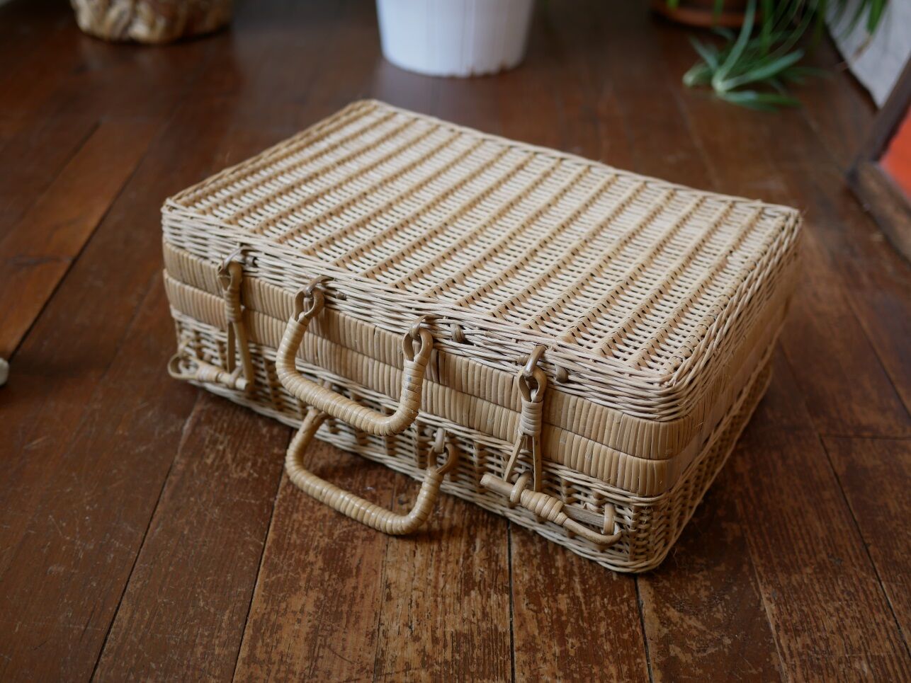 Suitcase vintage wicker