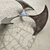 Knut Hesterberg's Propeller Round Coffee Table, steel structure and glass tray
