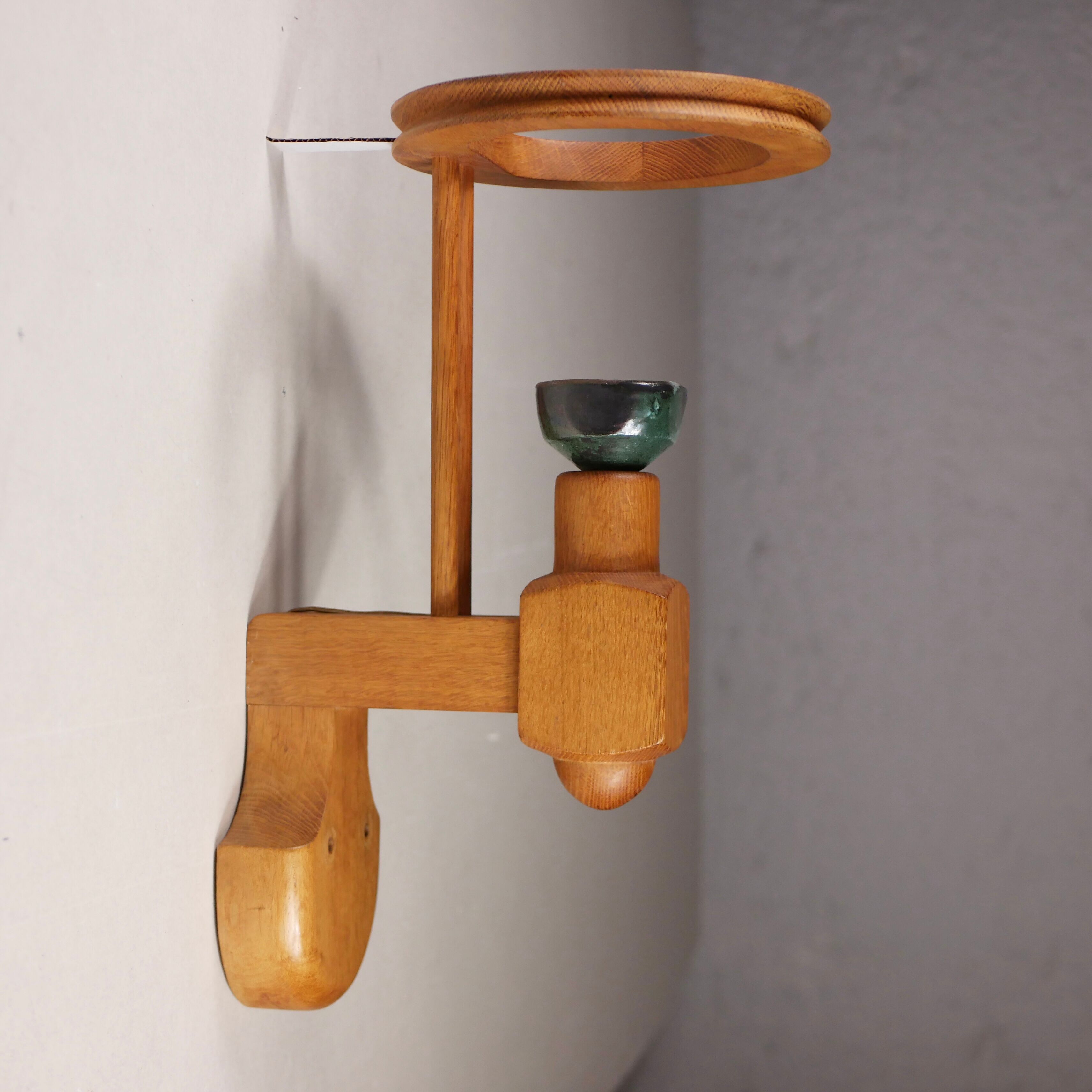 Wall lamp in oak and ceramic Guillerme and Chambron