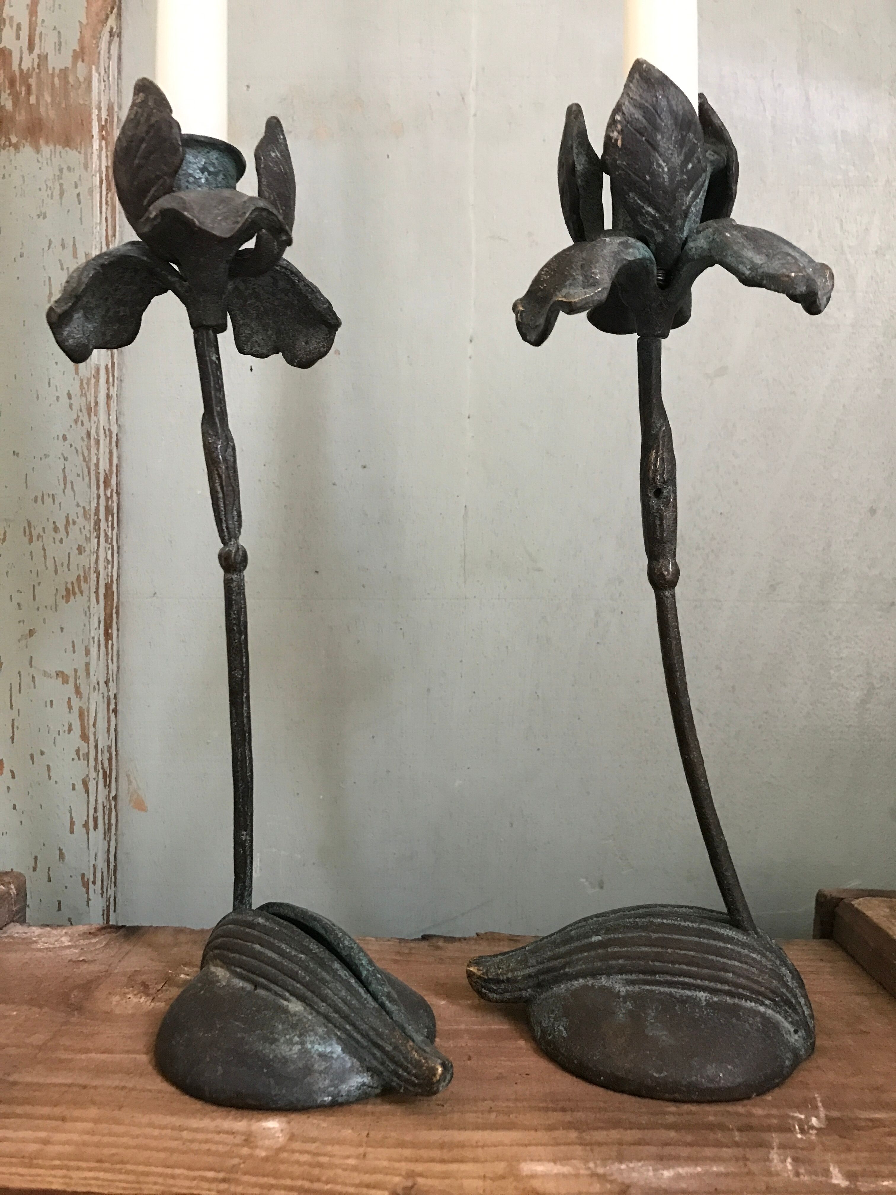 Pair of Iris candlesticks.
