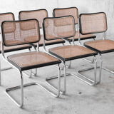 Set of 6 black Cesca B32 chairs by Marcel Breuer