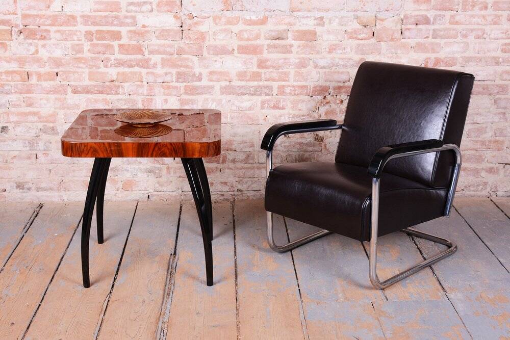 Bauhaus Armchair in Chrome and Leather from Hynek Gottwald, Czech, 1930s