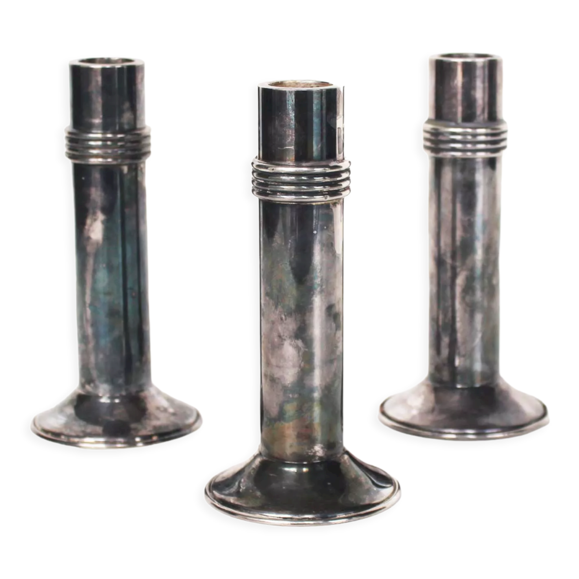 Rare set of silver plated Art deco candle holders by Christian Dior, France 1950's