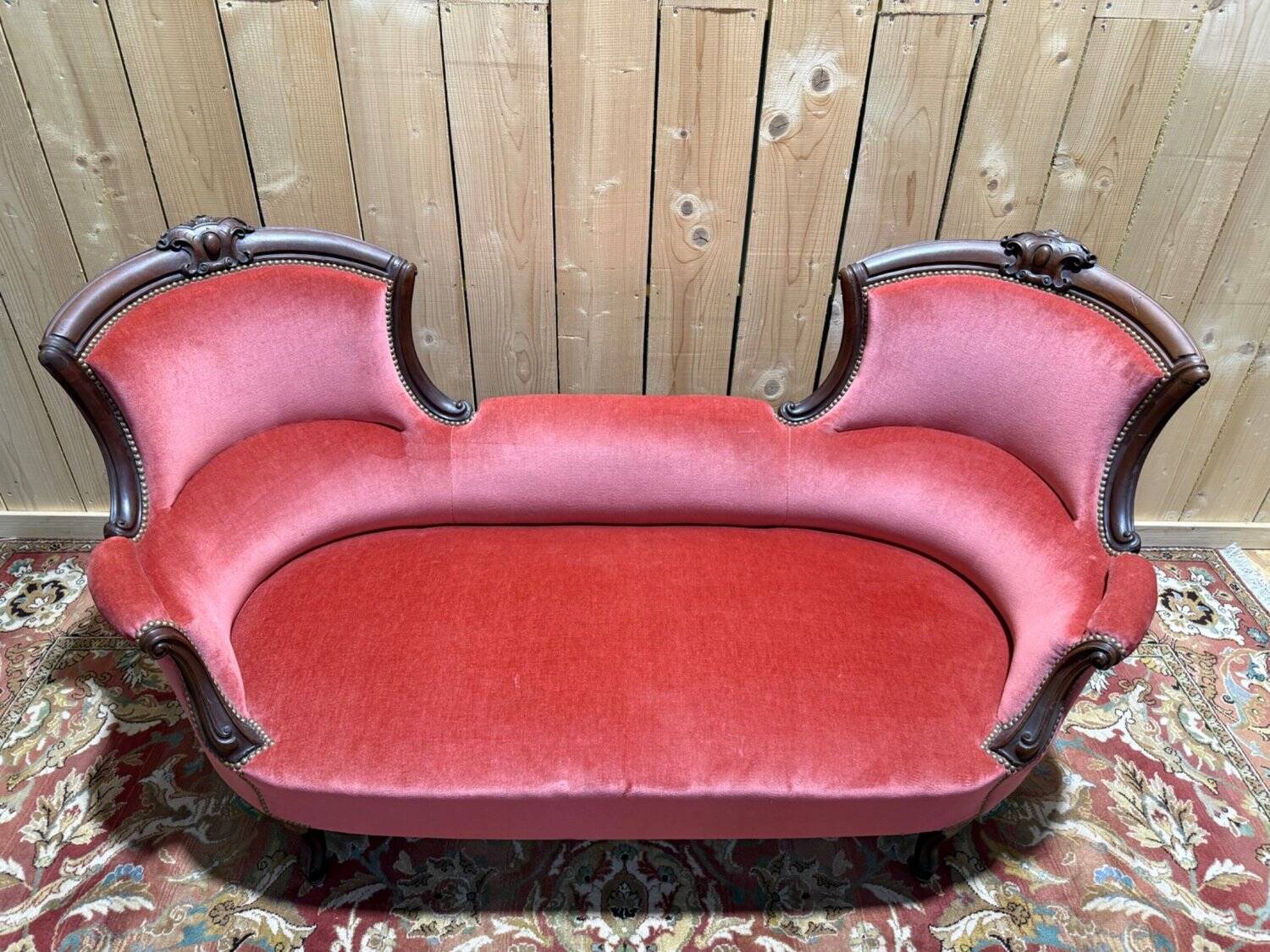 Sofa / Confidant – Louis-Philippe style, Napoleonic III era – Mahogany m