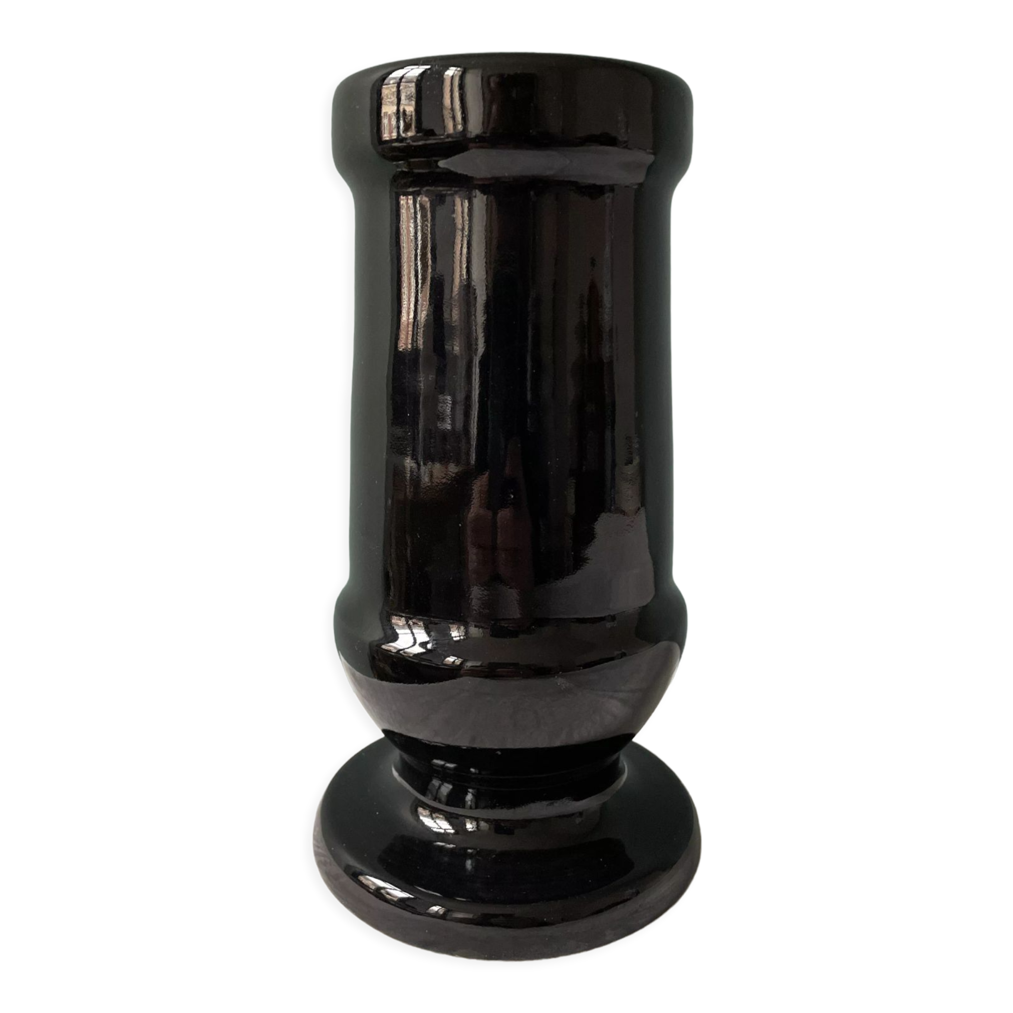 Black glazed ceramic vase, La Croix d'Ossau