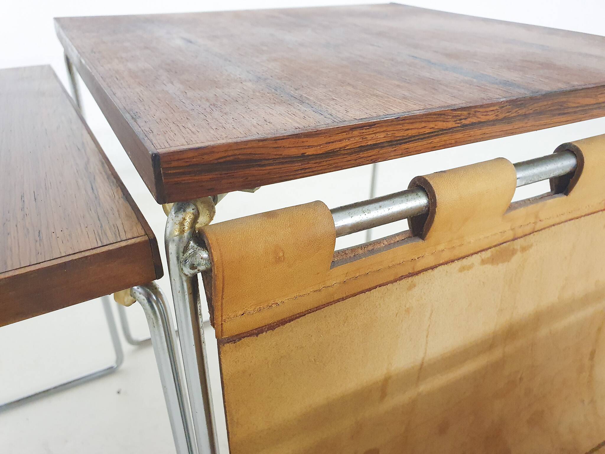Mid-century rosewood and leather mimiset by Brabantia, The Netherlands 1950
