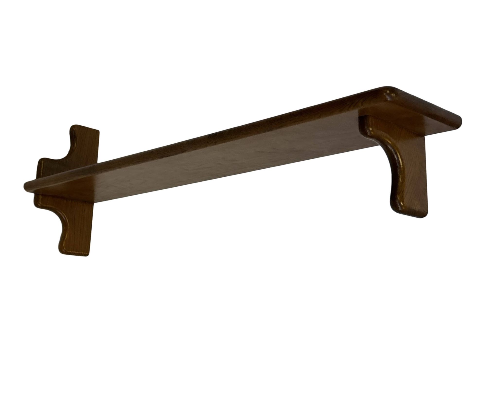 Vintage wooden wall shelve rack bookshelf in oak wood minimalist