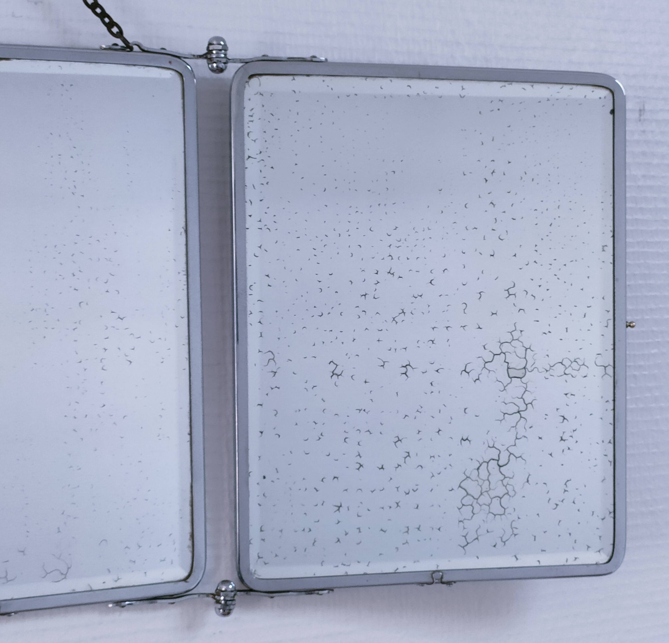 Chrome patina triptych mirror, early 20th century