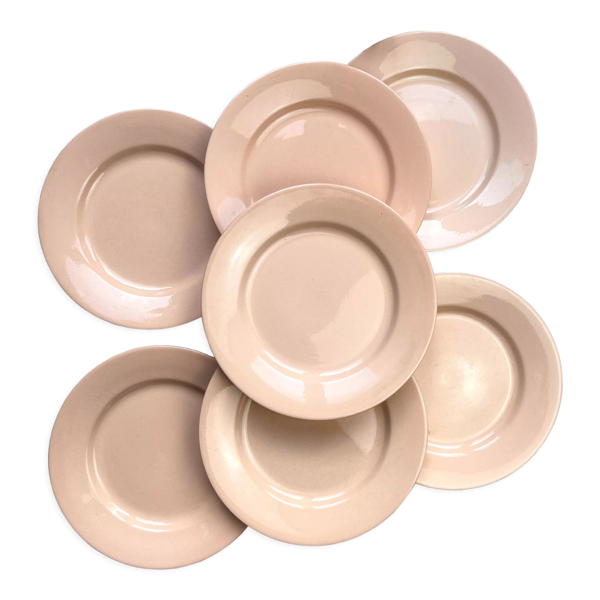 7 Flat plates Rose Digoin Sarreguemines