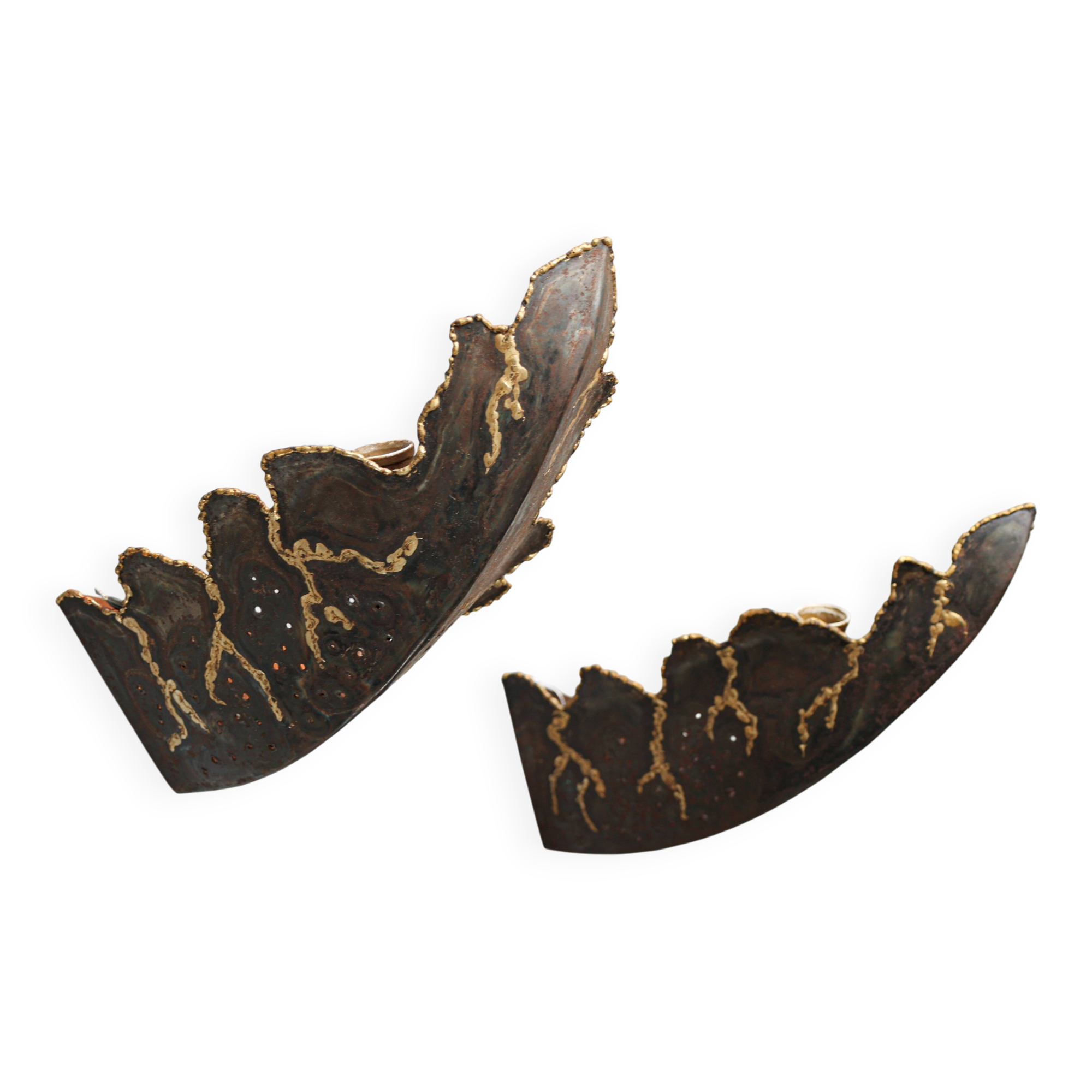 Ensemble de 2 appliques murales brutalistes belges, années 1990.