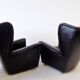 Howard Keith pair of black leather armchairs for HK Furniture