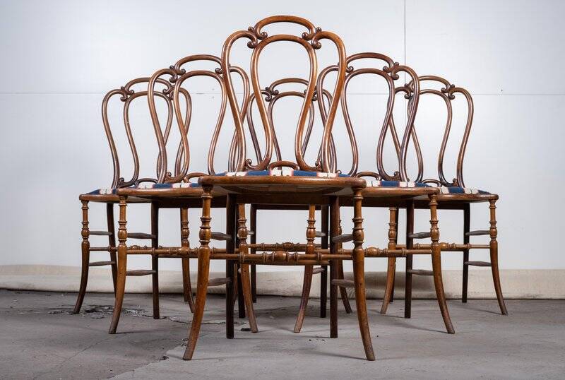 Art Nouveau Beech Café Chairs by W. Giessing, 1930s, Set of 6