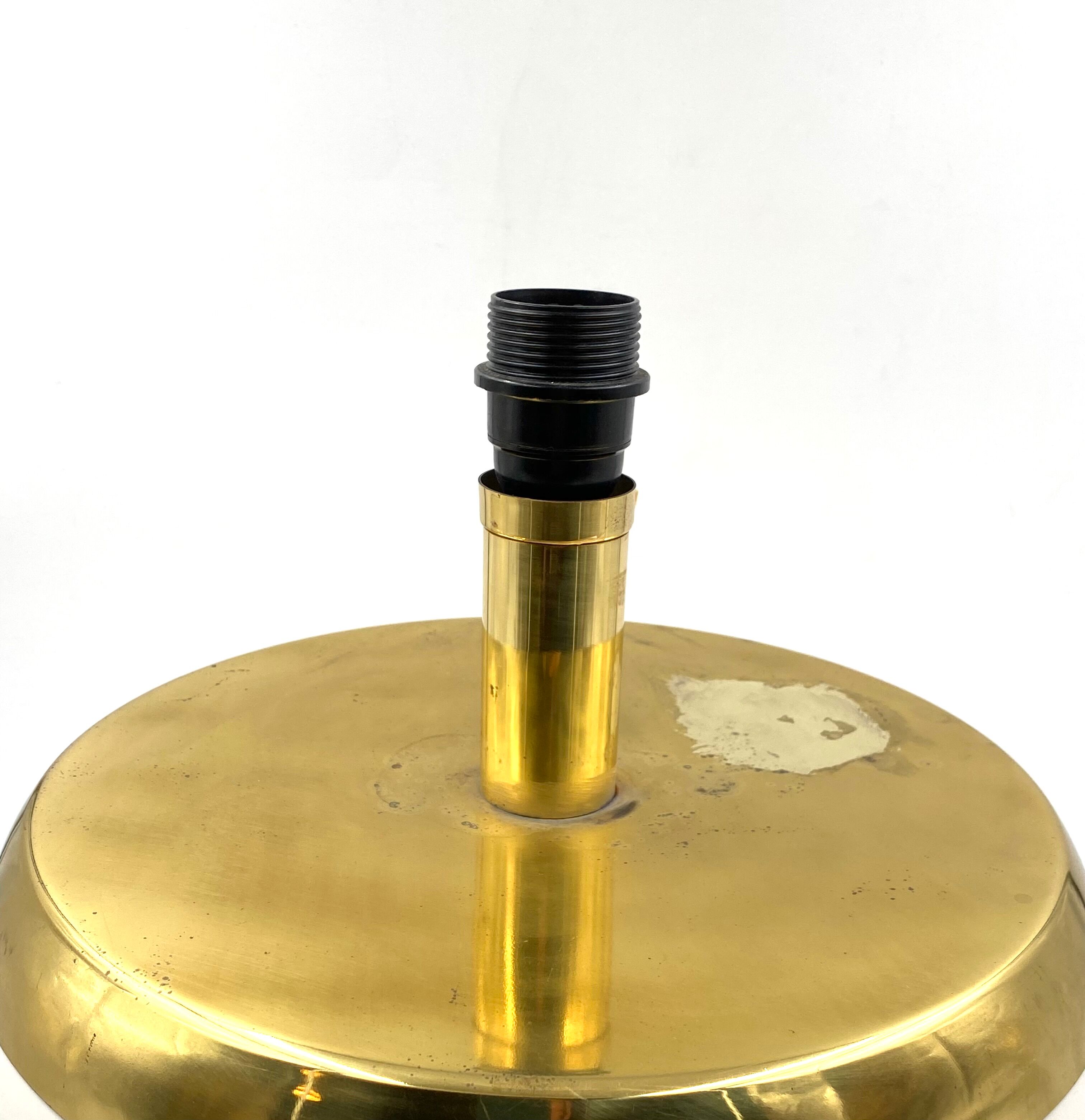 Monumental white ceramic and brass lamp base, italy 1970s