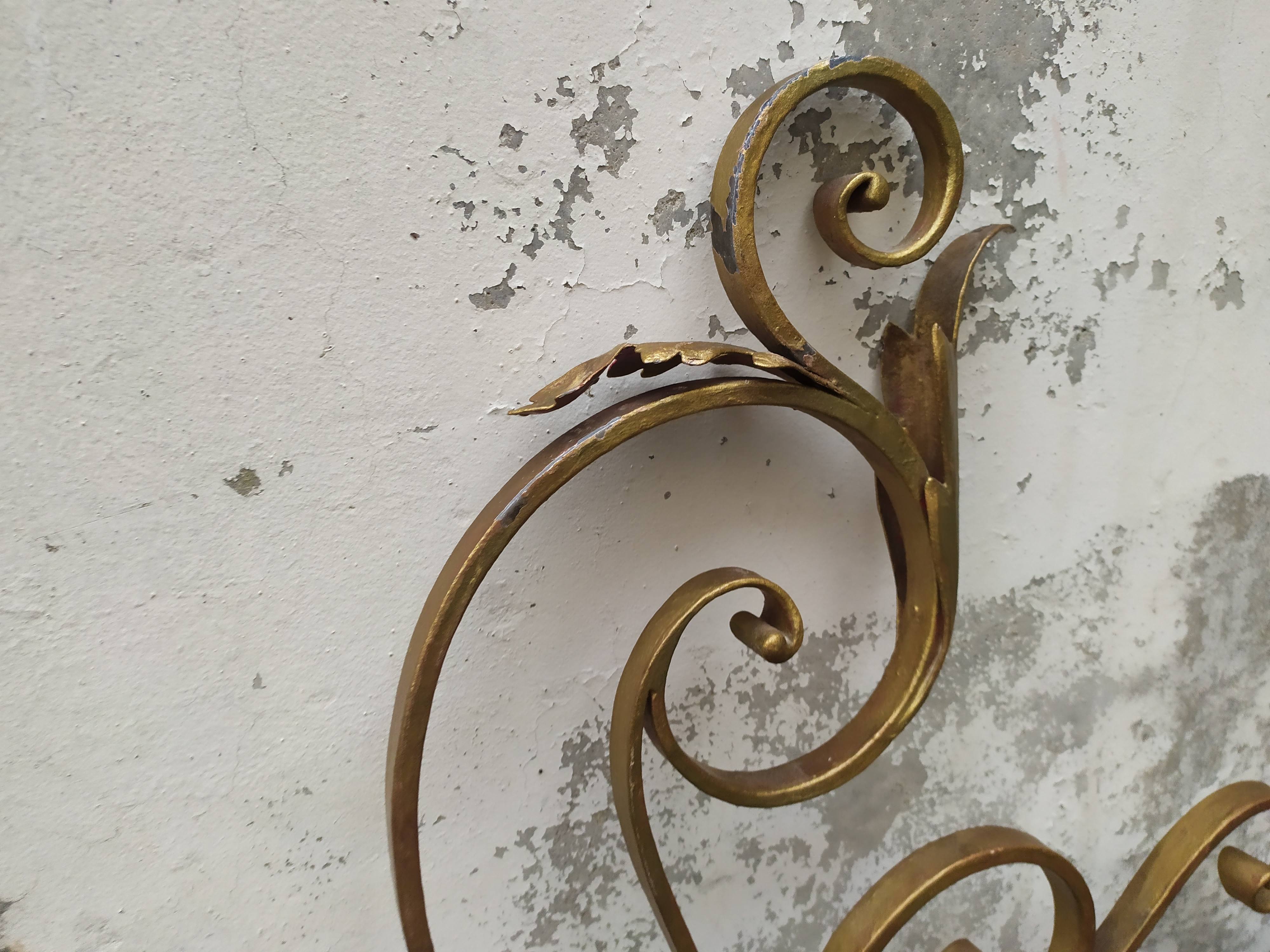 Golden wrought iron bedhead