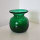 Small green bubbled blown glass vase