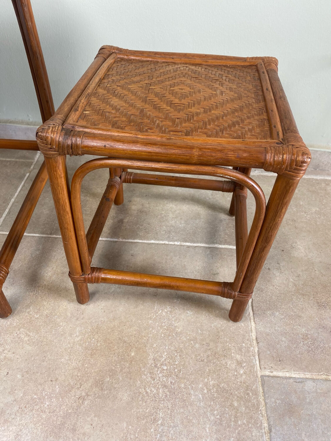 Nest of tables in rattan