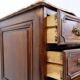 18th century walnut chest of drawers with red marble top