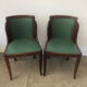 Pair of old wood and green leather gondola chairs