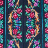 Vintage Romanian wool carpet floral design on black background 235x150cm