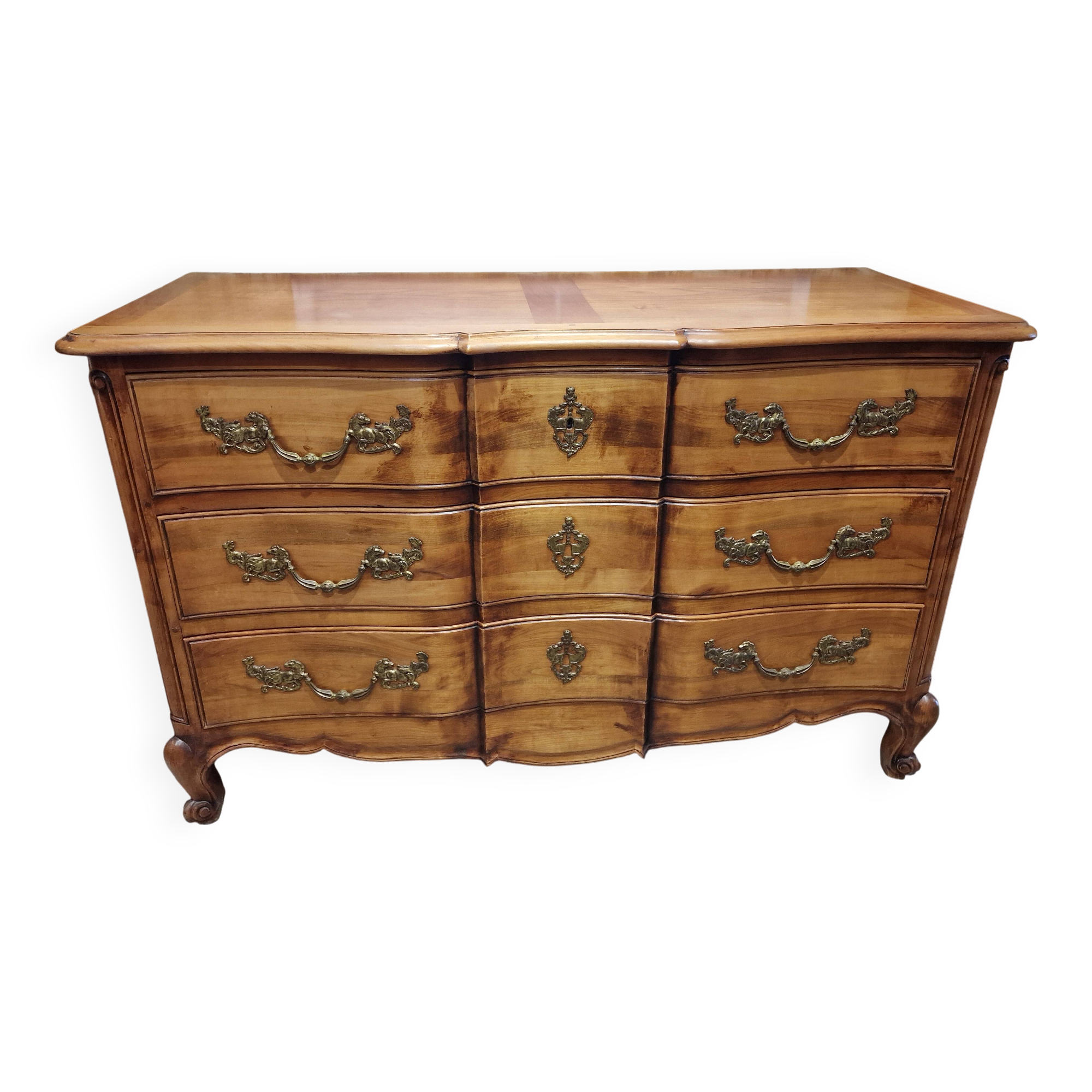 Cherrywood chest of drawers, Louis XV style crossbow stamped Dissidi