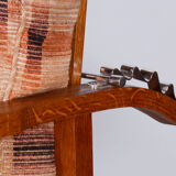 Restored ArtDeco Pair of Reclining Chairs, J. Halabala, Oak, Czechia, 1930s
