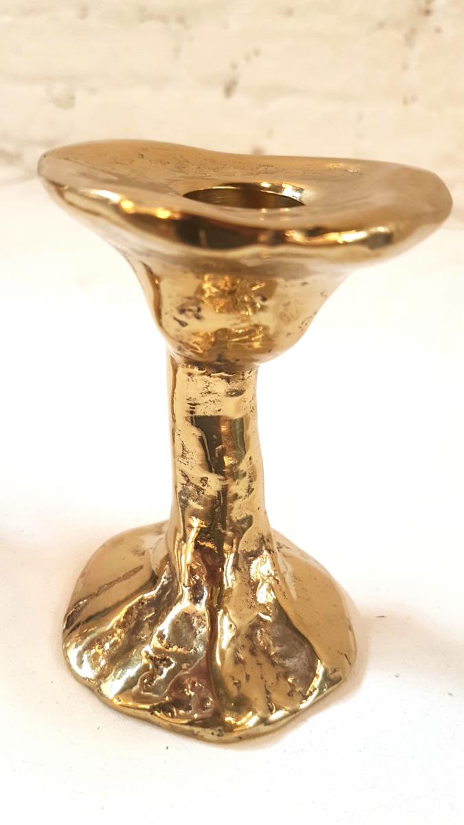 Pair of massive bronze brutalist candlesticks 1980