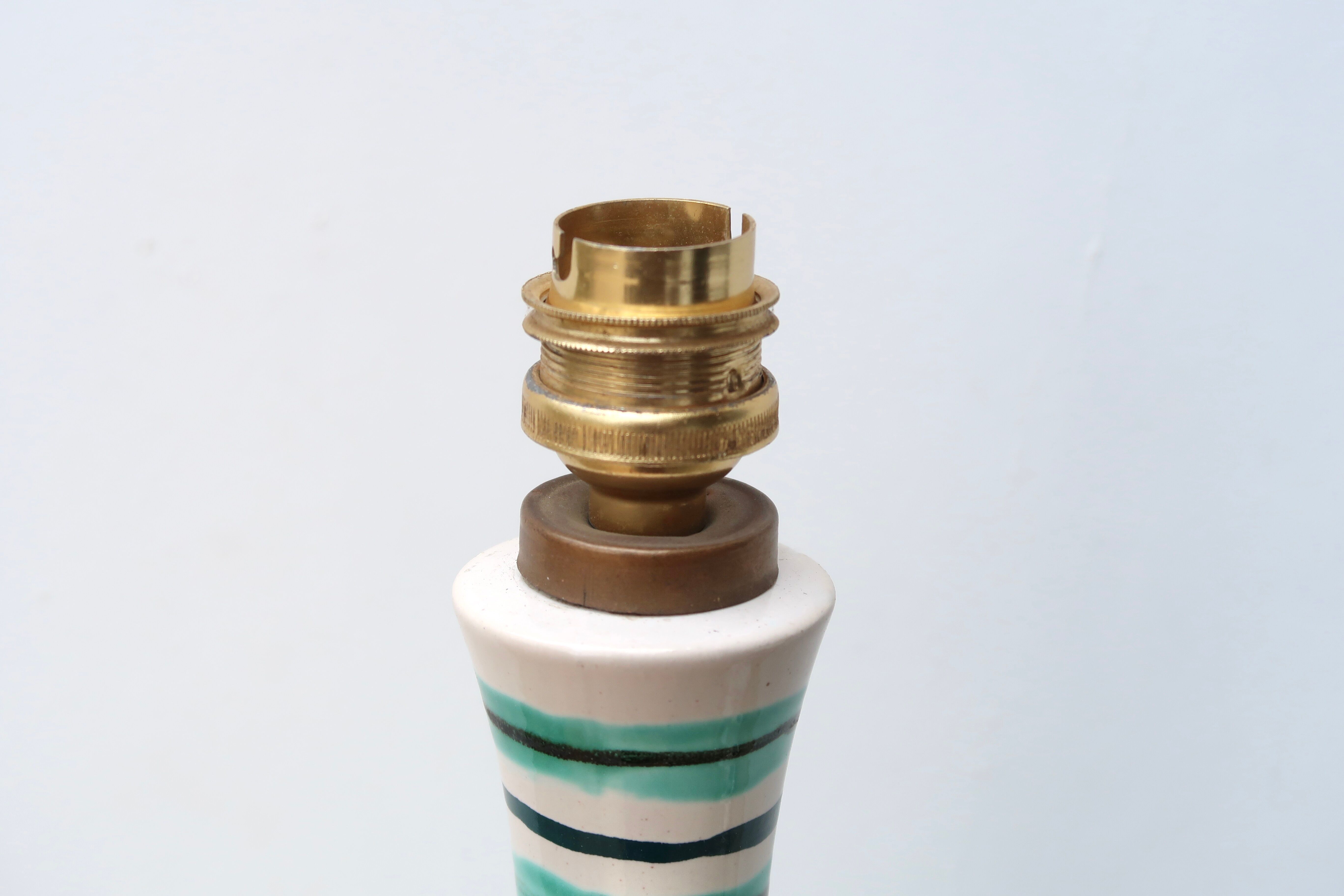 White ceramic lamp, green and blue décor, 60s