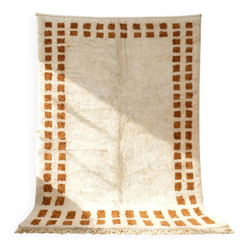 Wool Rug with Terracotta Border - Handwoven Berber